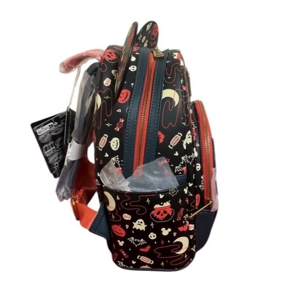 Loungefly Disney Mickey & Minnie Halloween Ears Glow-in-the-Dark Mini Backpack - Picture 5 of 8